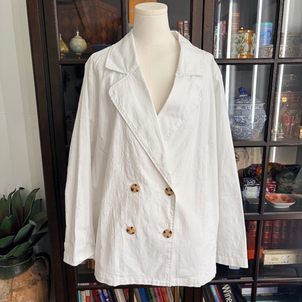 J. Jill ,NWT  Double Breasted Cotton & Linen Jacket, 2X